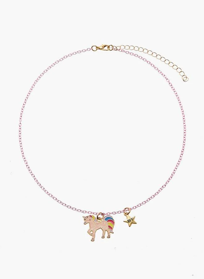 Flora Bella By Shoexpress Unicorn Pendant Necklace With Lobster Clasp Closure - Set Of 2